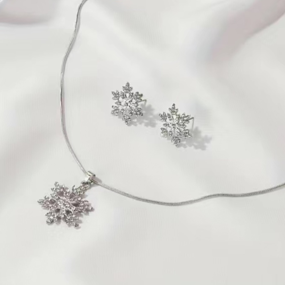 ❄️Snowflake Earrings & Necklace Set❄️